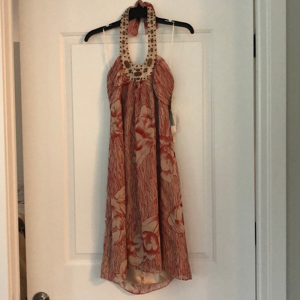 New Nine West beaded halter dress